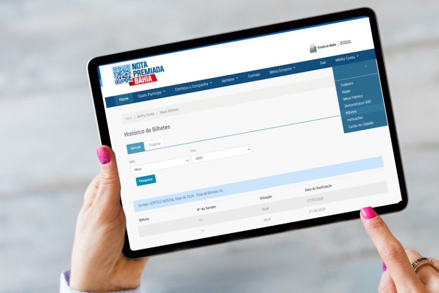 Bilhetes Nota Premiada Bahia