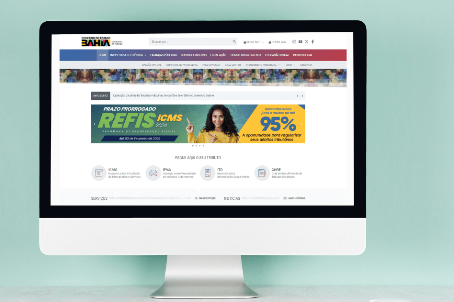 Computador com a tela do Refis ICMS 2024